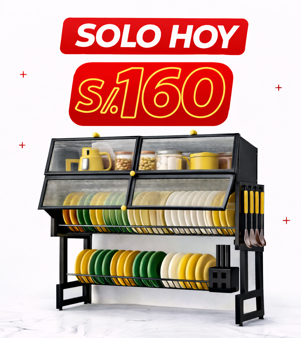 ESCURRIDOR DE PLATOS de 3 PISOS  CON  2 TAPAS MODELO PREMIUM