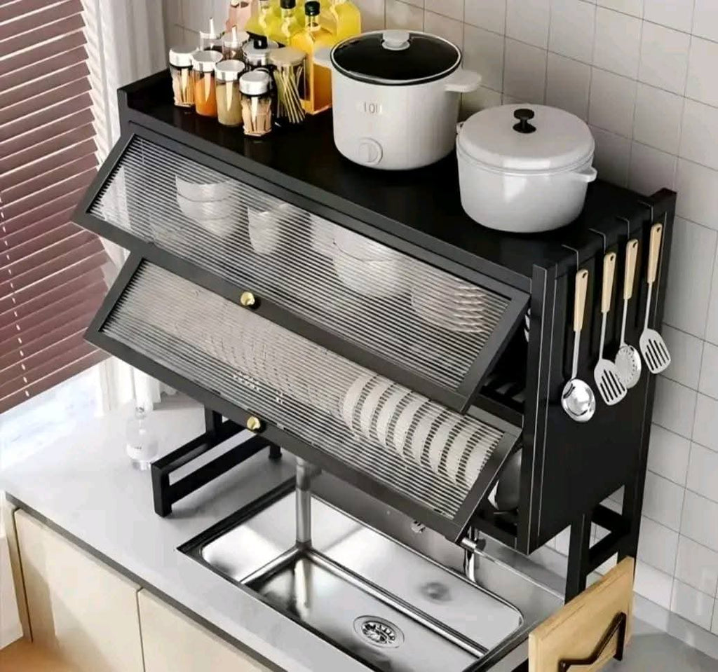 ESCURRIDOR DE PLATOS de 3 PISOS  CON  2 TAPAS MODELO PREMIUM